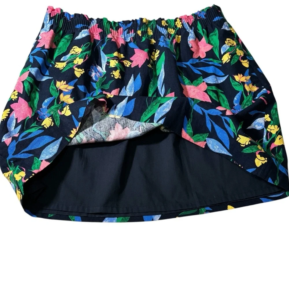 J. Crew Factory Linen Blend Floral Skirt Size 18 Pull-On Tropical Resort